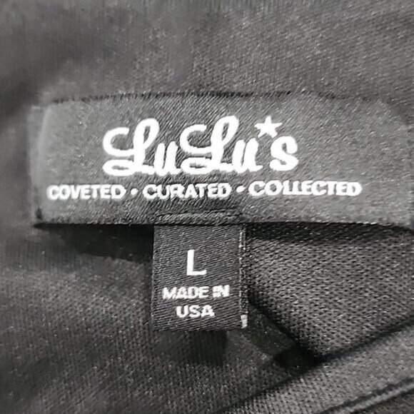 Lulu's Large Mini Dress Lined black long sleeve Womens Pockets 38" Waist Large - Picture 4 of 6